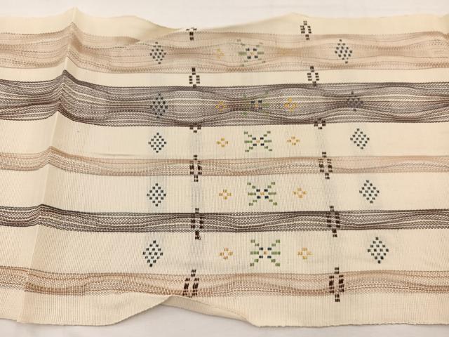 平和屋着物＊夏物　八寸名古屋帯　花織　間道　正絹　逸品　BAAX7872hv