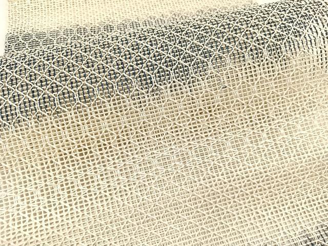 平和屋着物＊夏物　八寸名古屋帯　羅　横段文　反端付き　正絹　逸品　未使用　BAAX7874hv