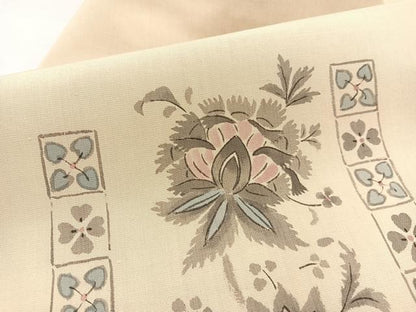 平和屋着物＊夏物　九寸名古屋帯　作家物　手描き　生紬　更紗花文　証紙付き　正絹　逸品　BAAX7875hv