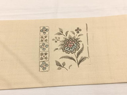 平和屋着物＊夏物　九寸名古屋帯　作家物　手描き　生紬　更紗花文　証紙付き　正絹　逸品　BAAX7875hv