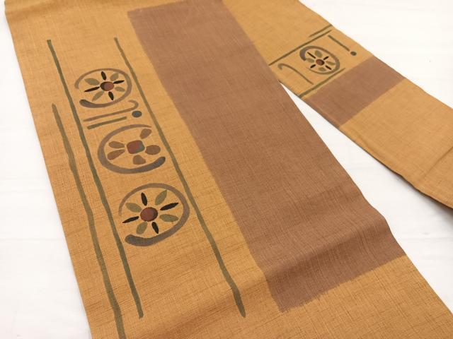 平和屋着物＊夏物　九寸名古屋帯　花丸文　麻　逸品　BAAX7876hv