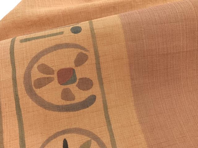 平和屋着物＊夏物　九寸名古屋帯　花丸文　麻　逸品　BAAX7876hv