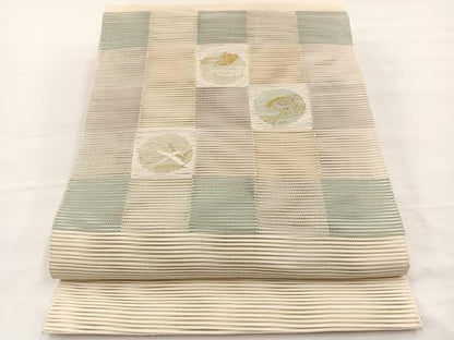 平和屋着物＊夏物　八寸名古屋帯　絽綴れ　流水草葉文　金銀糸　正絹　逸品　BAAX7878hv