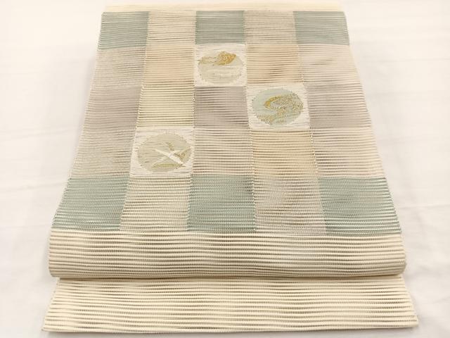 平和屋着物＊夏物　八寸名古屋帯　絽綴れ　流水草葉文　金銀糸　正絹　逸品　BAAX7878hv