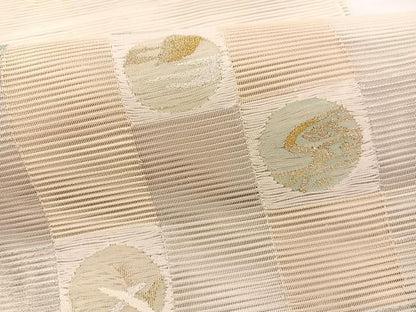 平和屋着物＊夏物　八寸名古屋帯　絽綴れ　流水草葉文　金銀糸　正絹　逸品　BAAX7878hv