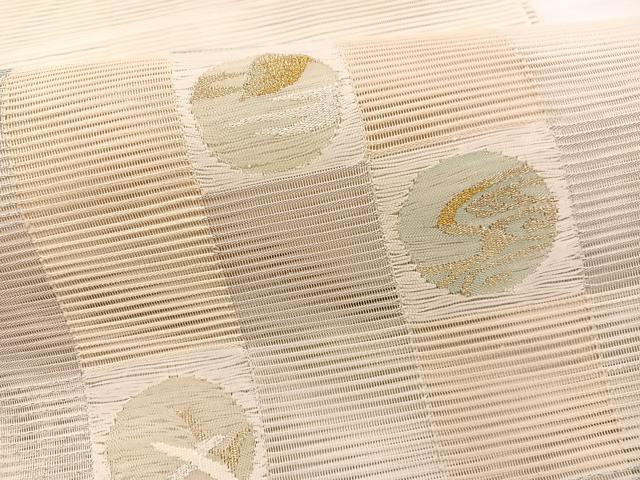 平和屋着物＊夏物　八寸名古屋帯　絽綴れ　流水草葉文　金銀糸　正絹　逸品　BAAX7878hv