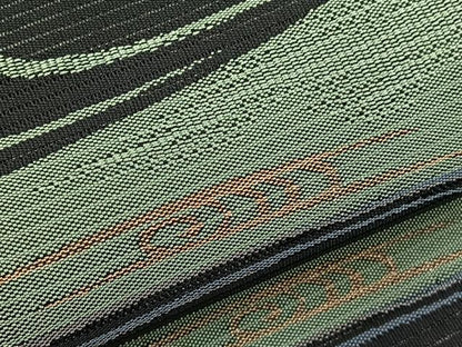 平和屋着物＊夏物　八寸名古屋帯　絽綴れ　流水文　黒地　金糸　正絹　逸品　未使用　BAAX7879hv