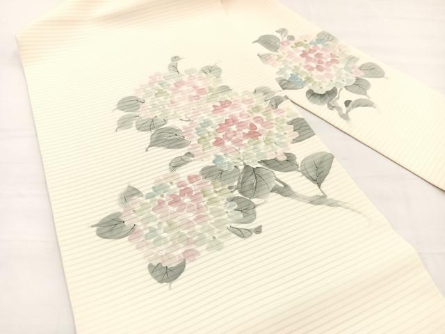 平和屋着物＊夏物　絽塩瀬　九寸名古屋帯　作家物　手描き　朝顔　正絹　逸品　BAAX7880hv