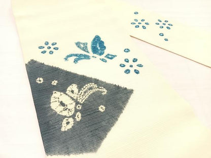 平和屋着物＊夏物　九寸名古屋帯　絞り　花蝶文　正絹　逸品　BAAX7882hv