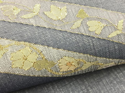 平和屋着物＊夏物　九寸名古屋帯　すくい織　花唐草文　金糸　正絹　逸品　BAAX7883hv