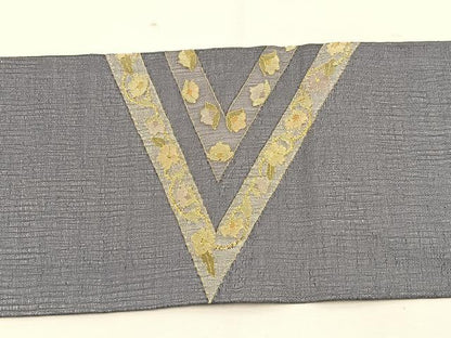 平和屋着物＊夏物　九寸名古屋帯　すくい織　花唐草文　金糸　正絹　逸品　BAAX7883hv