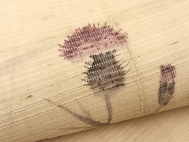 平和屋着物＊夏物　九寸名古屋帯　作家物　紬地　枝花文　正絹　逸品　BAAX7886hv