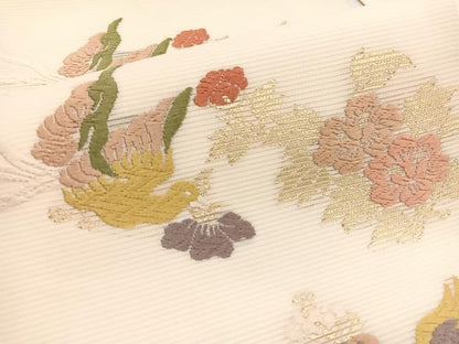 平和屋着物＊夏物　九寸名古屋帯　唐織　花喰鳥　金糸　正絹　逸品　BAAX7887hv
