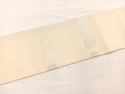 平和屋着物＊夏物　九寸名古屋帯　丸文　銀糸　正絹　逸品　BAAX7889hv