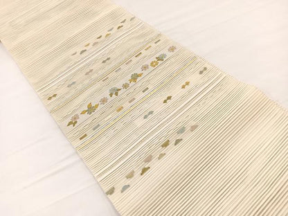 平和屋着物＊夏物　八寸名古屋帯　絽綴れ　横段花文　金銀糸　正絹　逸品　BAAX7895hv