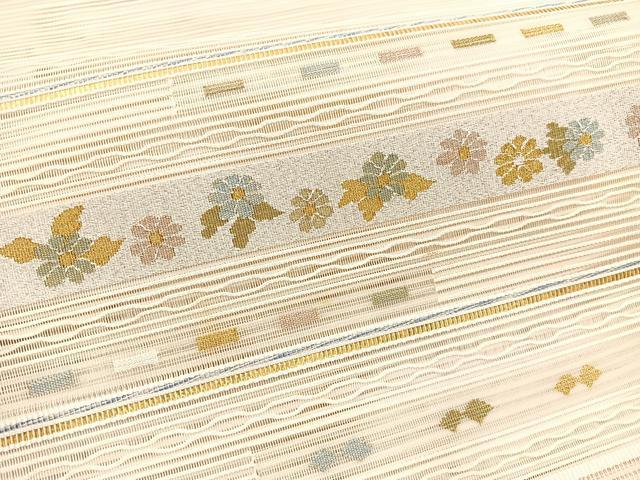 平和屋着物＊夏物　八寸名古屋帯　絽綴れ　横段花文　金銀糸　正絹　逸品　BAAX7895hv