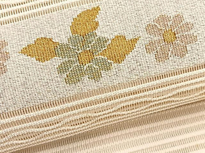 平和屋着物＊夏物　八寸名古屋帯　絽綴れ　横段花文　金銀糸　正絹　逸品　BAAX7895hv