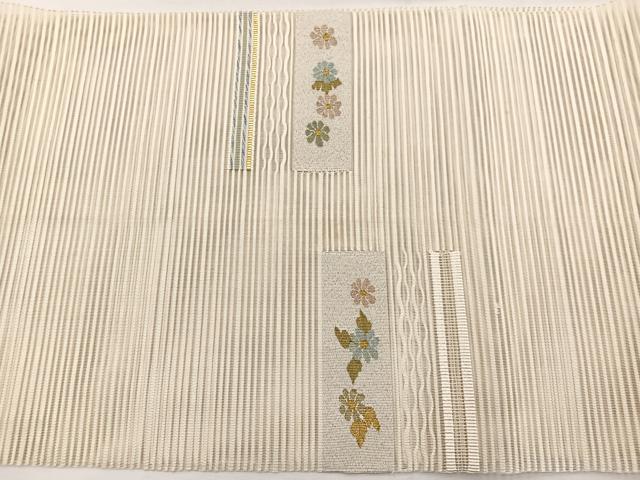 平和屋着物＊夏物　八寸名古屋帯　絽綴れ　横段花文　金銀糸　正絹　逸品　BAAX7895hv