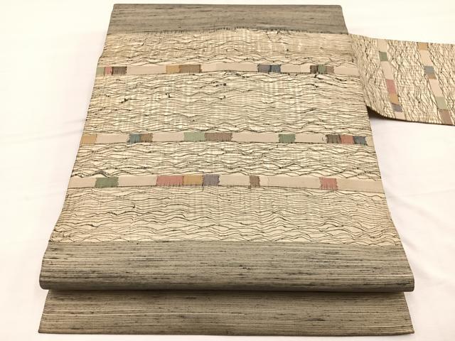 平和屋着物＊夏物　九寸名古屋帯　横段文　正絹　逸品　BAAX7897hv