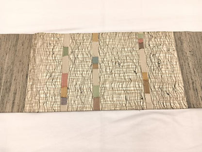 平和屋着物＊夏物　九寸名古屋帯　横段文　正絹　逸品　BAAX7897hv
