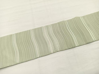 平和屋着物＊夏物　八寸名古屋帯　絽綴れ　横段文　若芽色　正絹　逸品　BAAX7900hv