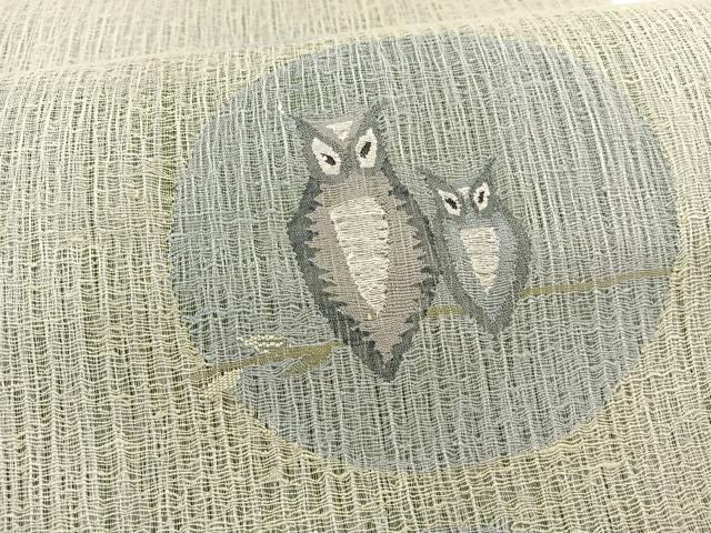 平和屋着物＊夏物　太鼓柄袋帯　すくい織　ふくろう　やまと誂製　正絹　逸品　未使用　BAAX7901hv