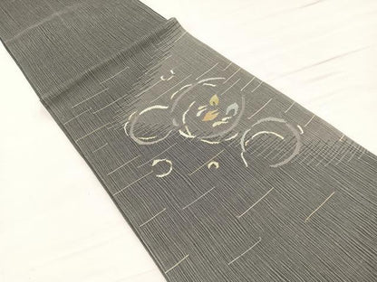 平和屋着物＊夏物　太鼓柄袋帯　すくい織　舞葉丸文　金銀糸　正絹　逸品　BAAX7903hv