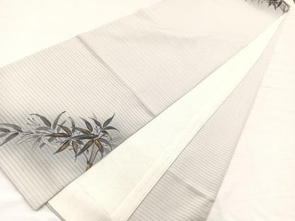 平和屋着物＊夏物　絽塩瀬　太鼓柄袋帯　手描き　笹竹文　金彩　正絹　逸品　BAAX7905hv