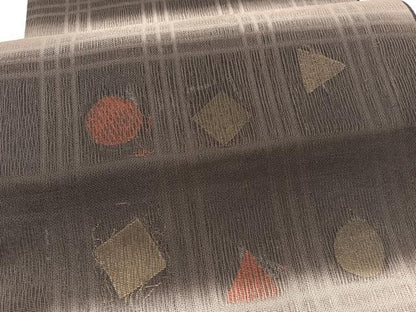平和屋着物＊夏物　太鼓柄袋帯　格子幾何学文様　正絹　逸品　BAAX7906hv