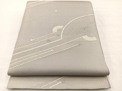 平和屋着物＊夏物　西陣　橋本テル織物謹製　六通柄袋帯　幾何学文様　金糸　証紙付き　正絹　逸品　未使用　BAAX7908hv