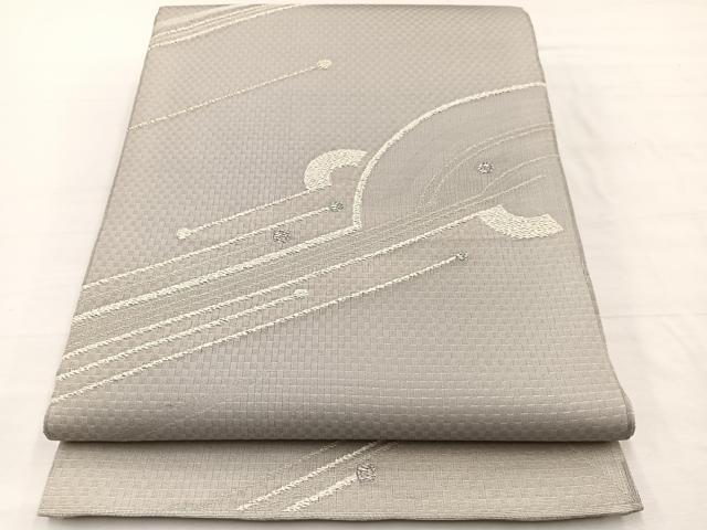 平和屋着物＊夏物　西陣　橋本テル織物謹製　六通柄袋帯　幾何学文様　金糸　証紙付き　正絹　逸品　未使用　BAAX7908hv