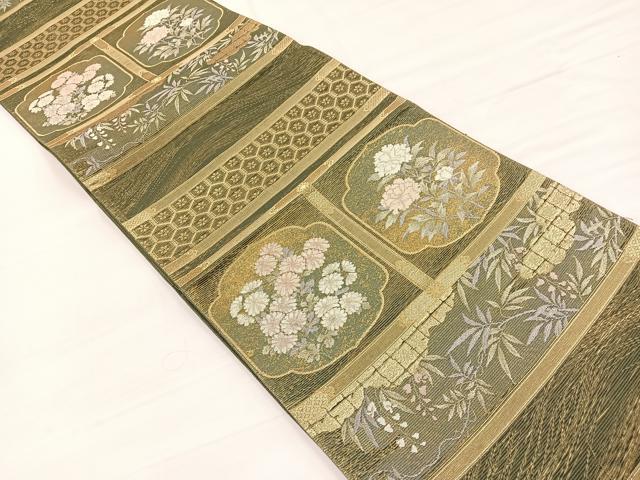 平和屋着物＊夏物　六通柄袋帯　障絵文様　金糸　正絹　逸品　BAAX7910hv