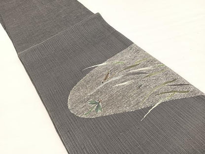 平和屋着物＊夏物　太鼓柄袋帯　すくい織　蜻蛉　銀糸　正絹　逸品　BAAX7912hv