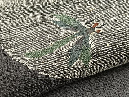 平和屋着物＊夏物　太鼓柄袋帯　すくい織　蜻蛉　銀糸　正絹　逸品　BAAX7912hv