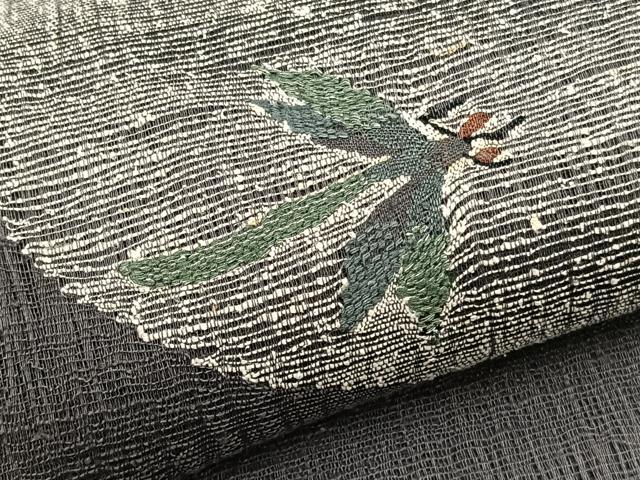 平和屋着物＊夏物　太鼓柄袋帯　すくい織　蜻蛉　銀糸　正絹　逸品　BAAX7912hv