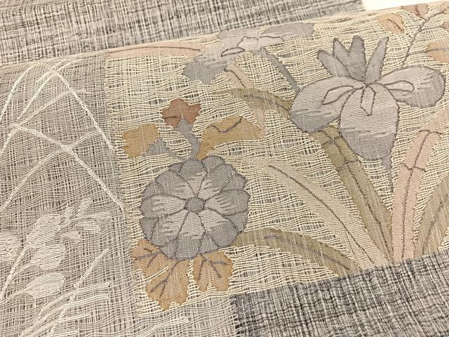 平和屋着物＊夏物　太鼓柄袋帯　辻が花　すくい織　銀糸　正絹　逸品　未使用　BAAX7914hv