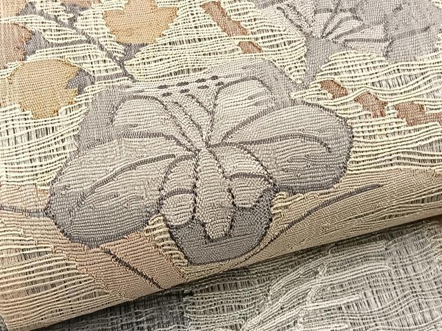 平和屋着物＊夏物　太鼓柄袋帯　辻が花　すくい織　銀糸　正絹　逸品　未使用　BAAX7914hv