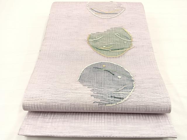 平和屋着物＊夏物　両面　太鼓柄袋帯　すくい織　満月にすすき　金銀糸　さが美扱い　正絹　逸品　未使用　BAAX7916hv