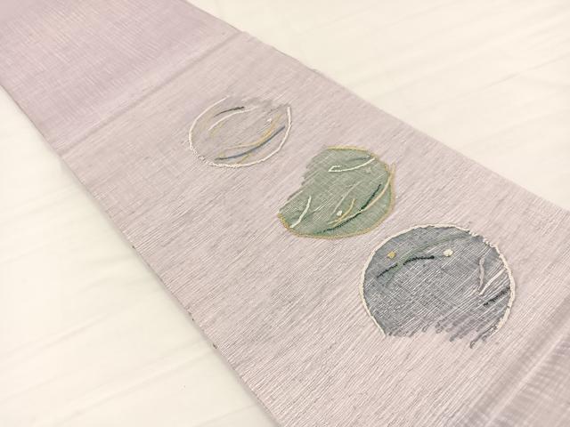 平和屋着物＊夏物　両面　太鼓柄袋帯　すくい織　満月にすすき　金銀糸　さが美扱い　正絹　逸品　未使用　BAAX7916hv