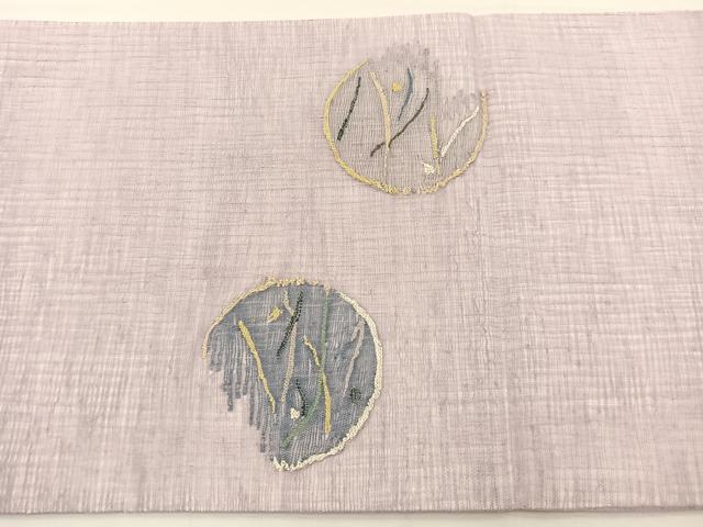 平和屋着物＊夏物　両面　太鼓柄袋帯　すくい織　満月にすすき　金銀糸　さが美扱い　正絹　逸品　未使用　BAAX7916hv