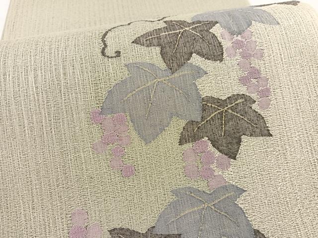 平和屋着物＊夏物　太鼓柄袋帯　櫛手機織　涼風　葡萄　金糸　証紙付き　正絹　逸品　BAAX7917hv