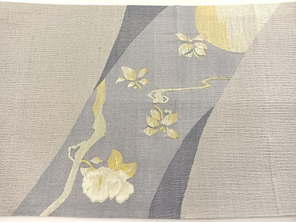平和屋着物＊夏物　太鼓柄袋帯　すくい織　流水花文　金銀糸　正絹　逸品　BAAX7918hv