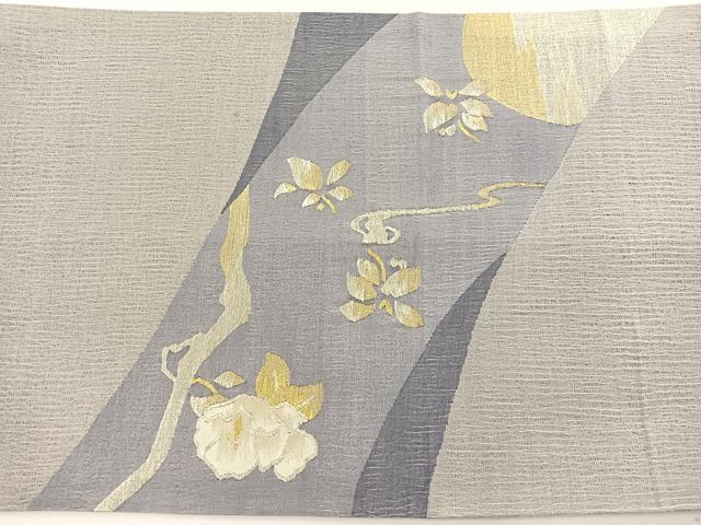 平和屋着物＊夏物　太鼓柄袋帯　すくい織　流水花文　金銀糸　正絹　逸品　BAAX7918hv