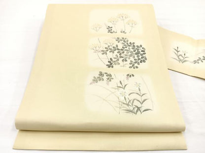 平和屋着物＊夏物　八屋享兵衛作　九寸名古屋帯　色紙花文　金彩　正絹　逸品　BAAX7921hv