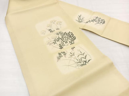 平和屋着物＊夏物　八屋享兵衛作　九寸名古屋帯　色紙花文　金彩　正絹　逸品　BAAX7921hv