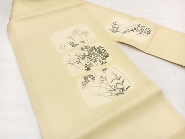 平和屋着物＊夏物　八屋享兵衛作　九寸名古屋帯　色紙花文　金彩　正絹　逸品　BAAX7921hv