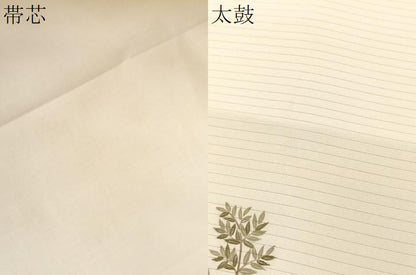 平和屋着物＊夏物　絽塩瀬　華道家　楠目ちづ作　九寸名古屋帯　枝葉文　正絹　逸品　BAAX7922hv