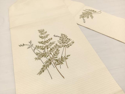 平和屋着物＊夏物　絽塩瀬　華道家　楠目ちづ作　九寸名古屋帯　枝葉文　正絹　逸品　BAAX7922hv