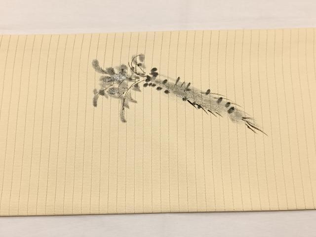 平和屋着物＊夏物　九寸名古屋帯　手描き　魚に人参　銀彩　正絹　逸品　BAAX7924hv