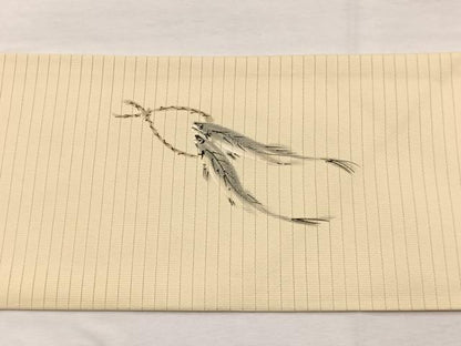 平和屋着物＊夏物　九寸名古屋帯　手描き　魚に人参　銀彩　正絹　逸品　BAAX7924hv